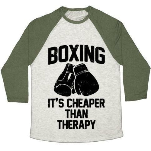 BOXING IT'S CHEAPER THAN THERAPYTRI-BLEND BASEBALL TEE - SJB-DIAMOND ELITES