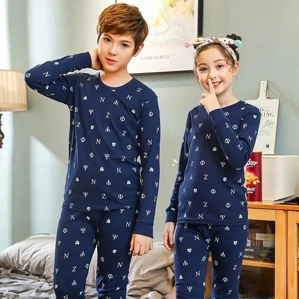 Boys Girls Sleepwear Winter Cotton Pajamas Sets Children Home Wear For Boy Pajamas Kids Nightwear Teenage Pajamas Clothes Sleepwear Suit Comfortable Thin Leisure Sleep Lounge Sleepwear for Adults Women Jogging Home wear Stevvex