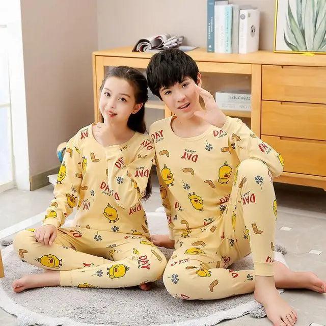 Boys Girls Sleepwear Winter Cotton Pajamas Sets Children Home Wear For Boy Pajamas Kids Nightwear Teenage Pajamas Clothes Sleepwear Suit Comfortable Thin Leisure Sleep Lounge Sleepwear for Adults Women Jogging Home wear Stevvex