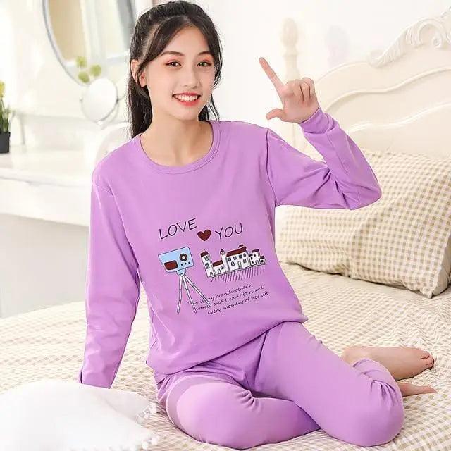 Boys Girls Sleepwear Winter Cotton Pajamas Sets Children Home Wear For Boy Pajamas Kids Nightwear Teenage Pajamas Clothes Sleepwear Suit Comfortable Thin Leisure Sleep Lounge Sleepwear for Adults Women Jogging Home wear Stevvex