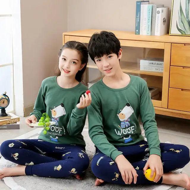 Boys Girls Sleepwear Winter Cotton Pajamas Sets Children Home Wear For Boy Pajamas Kids Nightwear Teenage Pajamas Clothes Sleepwear Suit Comfortable Thin Leisure Sleep Lounge Sleepwear for Adults Women Jogging Home wear Stevvex