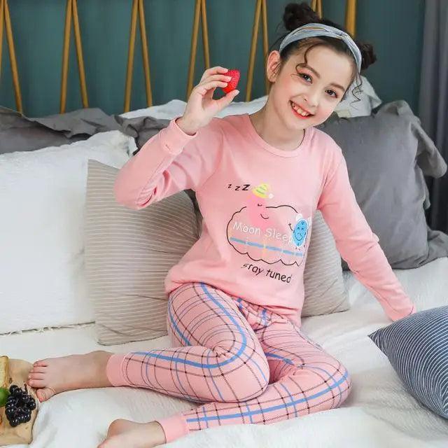 Boys Girls Sleepwear Winter Cotton Pajamas Sets Children Home Wear For Boy Pajamas Kids Nightwear Teenage Pajamas Clothes Sleepwear Suit Comfortable Thin Leisure Sleep Lounge Sleepwear for Adults Women Jogging Home wear Stevvex