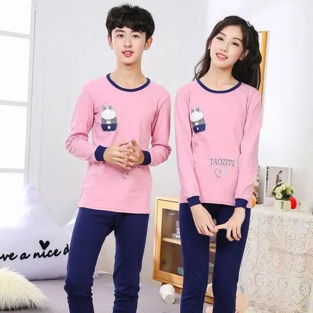 Boys Girls Sleepwear Winter Cotton Pajamas Sets Children Home Wear For Boy Pajamas Kids Nightwear Teenage Pajamas Clothes Sleepwear Suit Comfortable Thin Leisure Sleep Lounge Sleepwear for Adults Women Jogging Home wear Stevvex