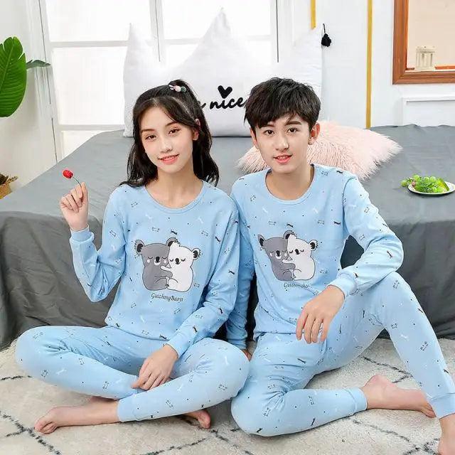 Boys Girls Sleepwear Winter Cotton Pajamas Sets Children Home Wear For Boy Pajamas Kids Nightwear Teenage Pajamas Clothes Sleepwear Suit Comfortable Thin Leisure Sleep Lounge Sleepwear for Adults Women Jogging Home wear Stevvex