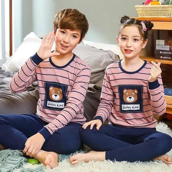 Boys Girls Sleepwear Winter Cotton Pajamas Sets Children Home Wear For Boy Pajamas Kids Nightwear Teenage Pajamas Clothes Sleepwear Suit Comfortable Thin Leisure Sleep Lounge Sleepwear for Adults Women Jogging Home wear Stevvex