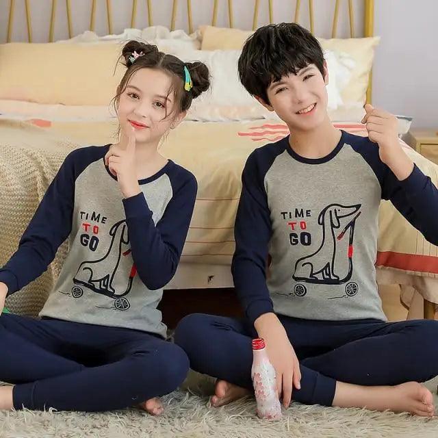 Boys Girls Sleepwear Winter Cotton Pajamas Sets Children Home Wear For Boy Pajamas Kids Nightwear Teenage Pajamas Clothes Sleepwear Suit Comfortable Thin Leisure Sleep Lounge Sleepwear for Adults Women Jogging Home wear Stevvex