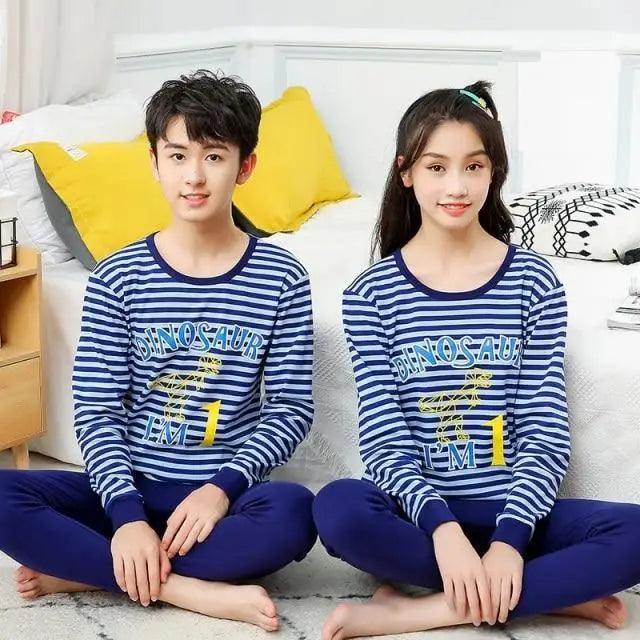 Boys Girls Sleepwear Winter Cotton Pajamas Sets Children Home Wear For Boy Pajamas Kids Nightwear Teenage Pajamas Clothes Sleepwear Suit Comfortable Thin Leisure Sleep Lounge Sleepwear for Adults Women Jogging Home wear Stevvex