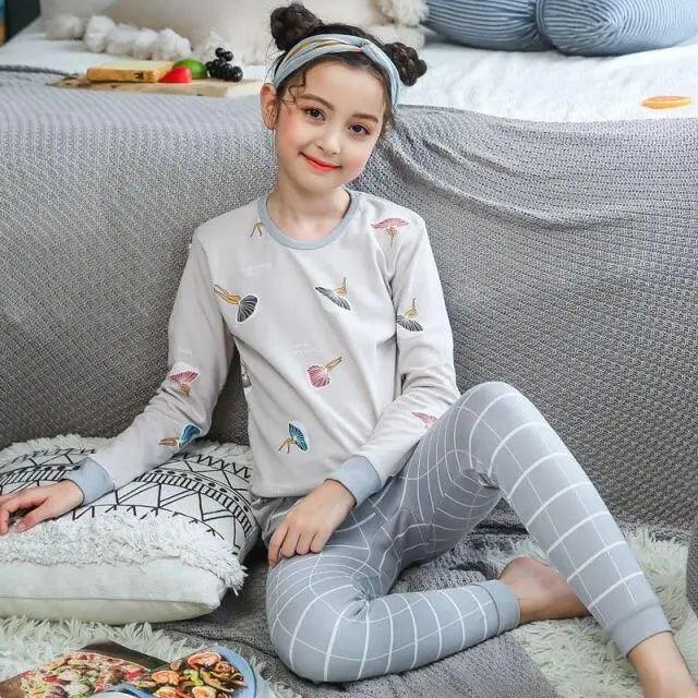 Boys Girls Sleepwear Winter Cotton Pajamas Sets Children Home Wear For Boy Pajamas Kids Nightwear Teenage Pajamas Clothes Sleepwear Suit Comfortable Thin Leisure Sleep Lounge Sleepwear for Adults Women Jogging Home wear Stevvex