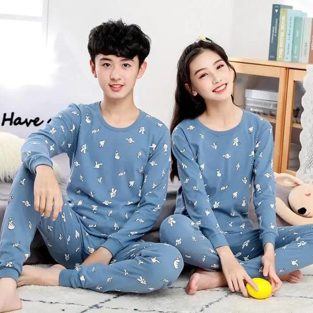 Boys Girls Sleepwear Winter Cotton Pajamas Sets Children Home Wear For Boy Pajamas Kids Nightwear Teenage Pajamas Clothes Sleepwear Suit Comfortable Thin Leisure Sleep Lounge Sleepwear for Adults Women Jogging Home wear Stevvex