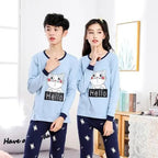 Boys Girls Sleepwear Winter Cotton Pajamas Sets Children Home Wear For Boy Pajamas Kids Nightwear Teenage Pajamas Clothes Sleepwear Suit Comfortable Thin Leisure Sleep Lounge Sleepwear for Adults Women Jogging Home wear Stevvex