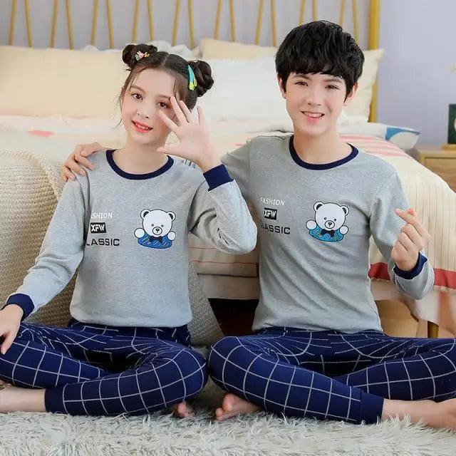 Boys Girls Sleepwear Winter Cotton Pajamas Sets Children Home Wear For Boy Pajamas Kids Nightwear Teenage Pajamas Clothes Sleepwear Suit Comfortable Thin Leisure Sleep Lounge Sleepwear for Adults Women Jogging Home wear Stevvex