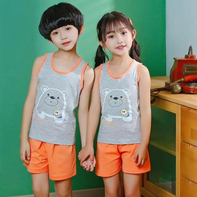 Boys Girls Sleepwear Winter Cotton Pajamas Sets Children Home Wear For Boy Pajamas Kids Nightwear Teenage Pajamas Clothes Sleepwear Suit Comfortable Thin Leisure Sleep Lounge Sleepwear for Adults Women Jogging Home wear Stevvex
