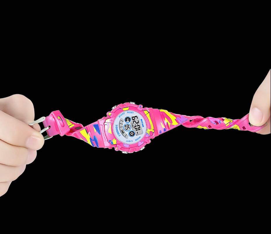 Boys Sports Military Kids Digital Watches Student Childrens Watch Fashion Luminous Led Alarm Camouflage Green Waterproof 7 Color Led Backlight Multifuction Wristwatch For Boys Girls Stevvex