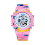 Boys Sports Military Kids Digital Watches Student Childrens Watch Fashion Luminous Led Alarm Camouflage Green Waterproof 7 Color Led Backlight Multifuction Wristwatch For Boys Girls Stevvex