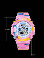 Boys Sports Military Kids Digital Watches Student Childrens Watch Fashion Luminous Led Alarm Camouflage Green Waterproof 7 Color Led Backlight Multifuction Wristwatch For Boys Girls Stevvex