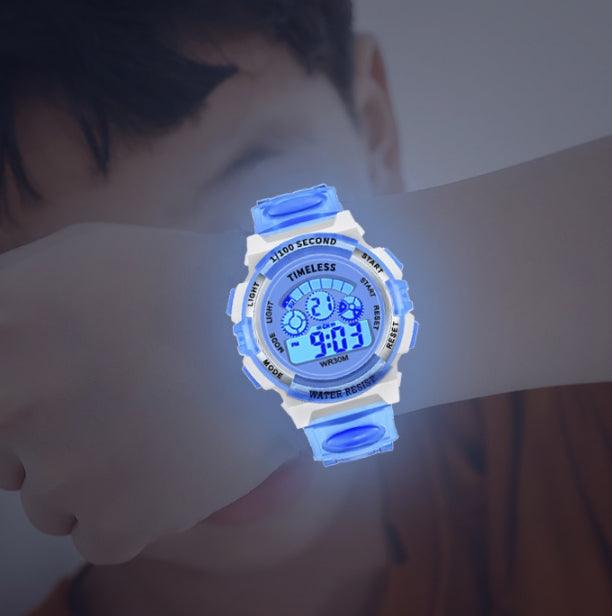 Boys Sports Military Kids Digital Watches Student Childrens Watch Fashion Luminous Led Alarm Camouflage Green Waterproof 7 Color Led Backlight Multifuction Wristwatch For Boys Girls Stevvex