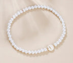 Dainty Faux Pearl Bead Initial Bracelet for Women Pi-Mart