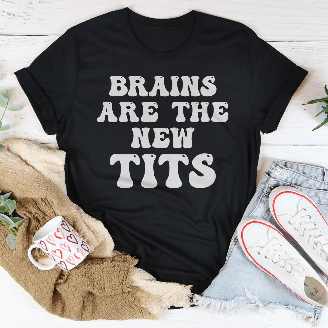 Brains Are The New Tits Tee Peachy Sunday
