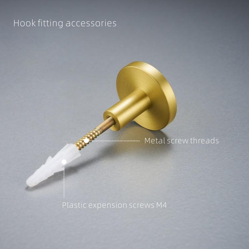 Brass Bearing Hooks Bathroom Indoor Kitchen Hallway Wall Clothes Hooks Wall Hangings Row Hooks Nordic Gold Round Drawer Hooks Kitchen Cabinet Door Hooks Drawer Pull Handles Stevvex