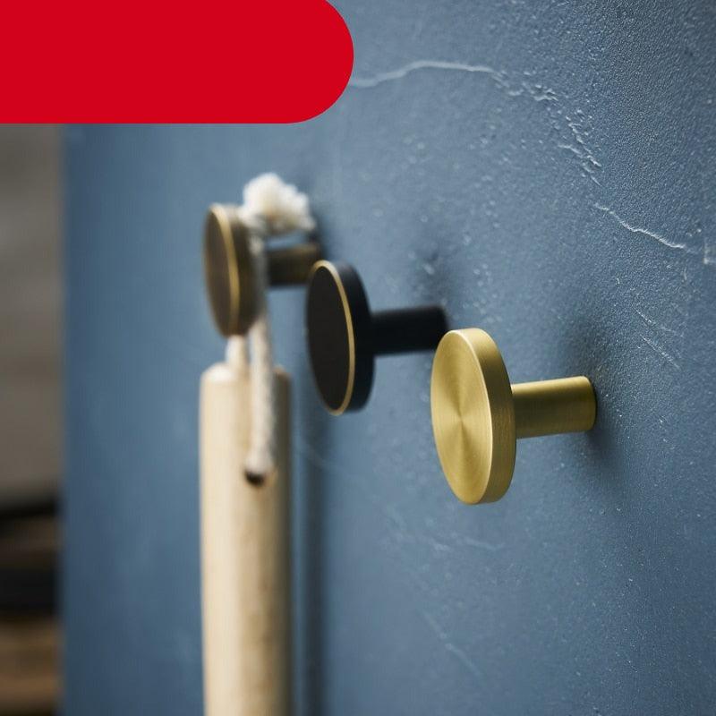 Brass Bearing Hooks Bathroom Indoor Kitchen Hallway Wall Clothes Hooks Wall Hangings Row Hooks Nordic Gold Round Drawer Hooks Kitchen Cabinet Door Hooks Drawer Pull Handles Stevvex