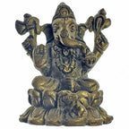 Brass Ganesh Idol Small Home Decor Hindu Blessing Statue