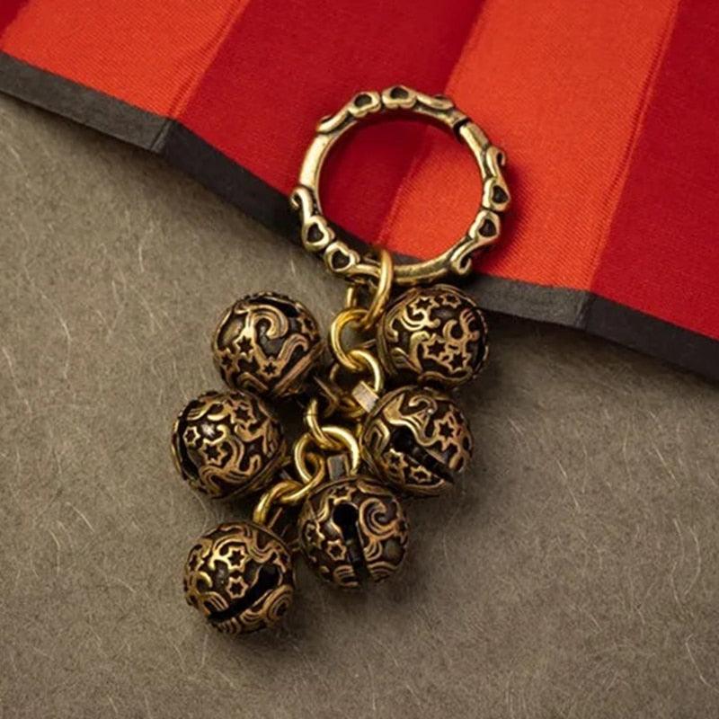 Brass Handicraft Die-Casting Wind Chimes Bell Button Wind Bell Bronze Bell Gift Home Decoration Pendant Brown  Bell Metal Chandelier Wind Chime Stevvex