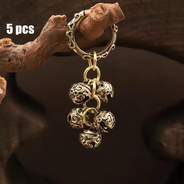 Brass Handicraft Die-Casting Wind Chimes Bell Button Wind Bell Bronze Bell Gift Home Decoration Pendant Brown  Bell Metal Chandelier Wind Chime Stevvex