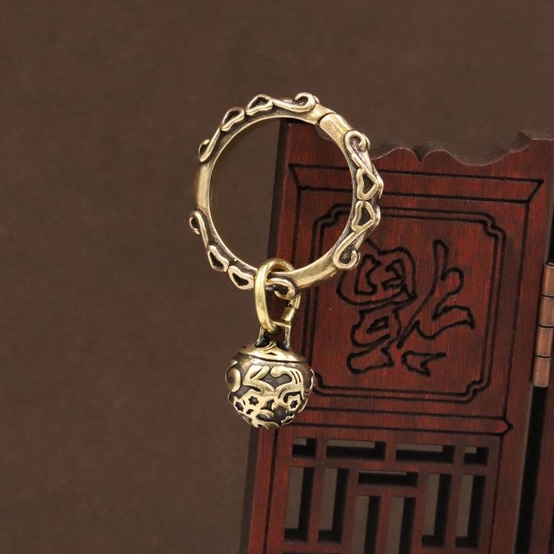 Brass Handicraft Die-Casting Wind Chimes Bell Button Wind Bell Bronze Bell Gift Home Decoration Pendant Brown  Bell Metal Chandelier Wind Chime Stevvex