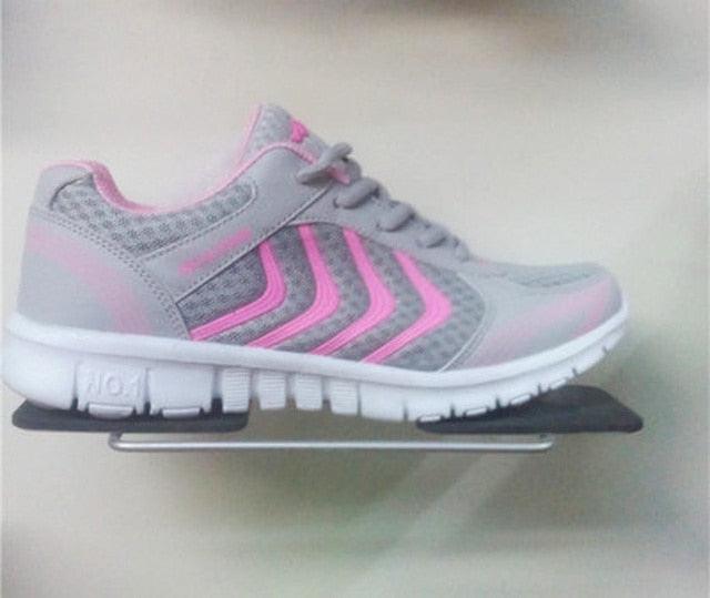 Breathable Fashion Women Sneakers White Women Casual Shoes Athletic Road Running Mesh Breathable Casual Sneakers Lace Up Comfort Sports Student Fashion Tennis Sneakers Stevvex