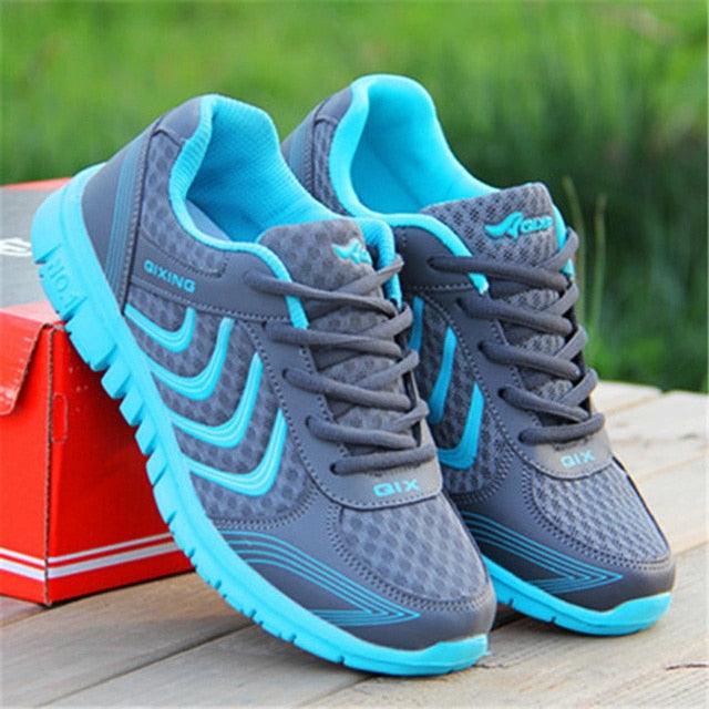 Breathable Fashion Women Sneakers White Women Casual Shoes Athletic Road Running Mesh Breathable Casual Sneakers Lace Up Comfort Sports Student Fashion Tennis Sneakers Stevvex