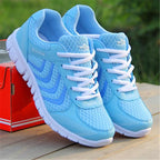 Breathable Fashion Women Sneakers White Women Casual Shoes Athletic Road Running Mesh Breathable Casual Sneakers Lace Up Comfort Sports Student Fashion Tennis Sneakers Stevvex