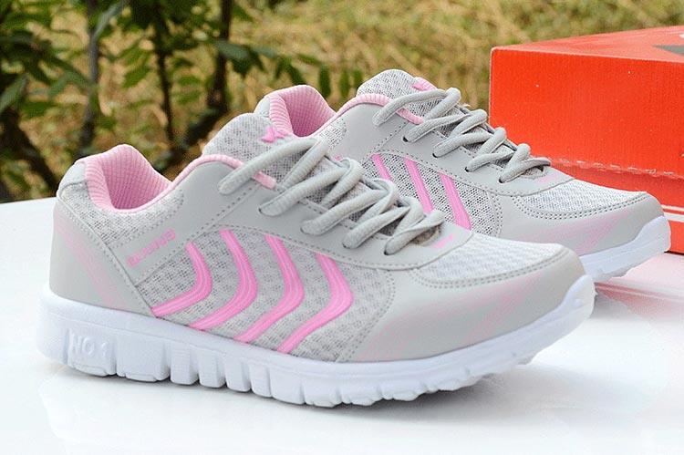 Breathable Fashion Women Sneakers White Women Casual Shoes Athletic Road Running Mesh Breathable Casual Sneakers Lace Up Comfort Sports Student Fashion Tennis Sneakers Stevvex