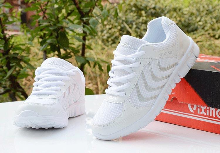 Breathable Fashion Women Sneakers White Women Casual Shoes Athletic Road Running Mesh Breathable Casual Sneakers Lace Up Comfort Sports Student Fashion Tennis Sneakers Stevvex