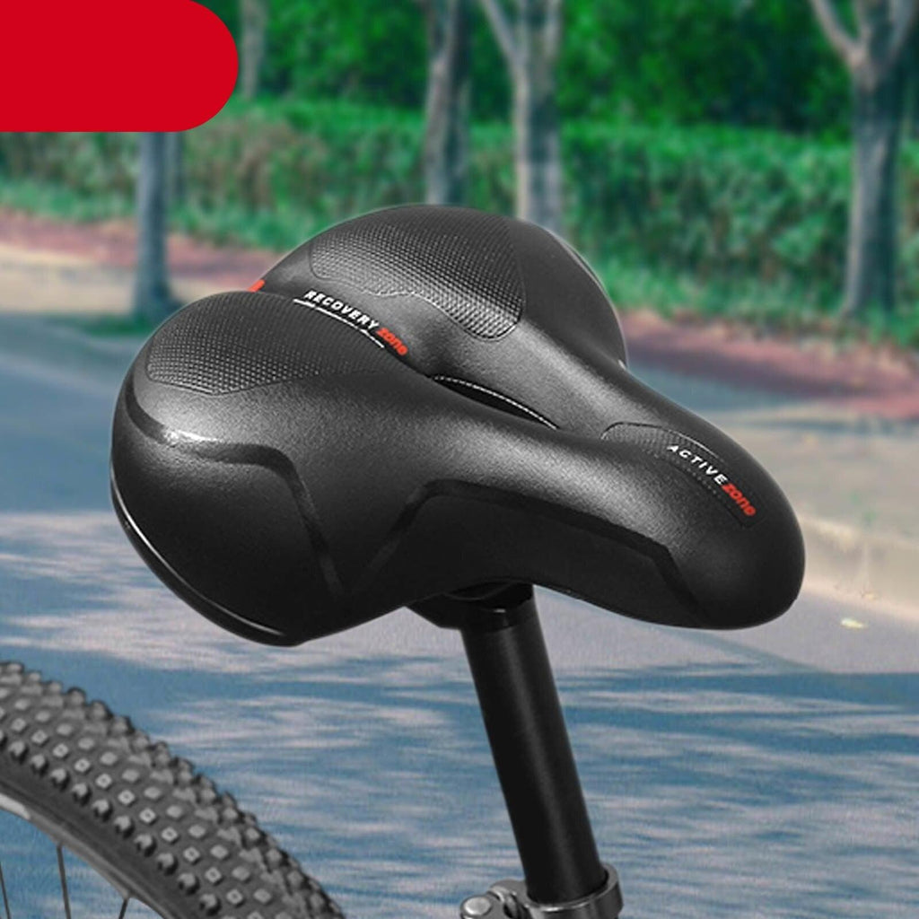 Breathable Leather Bicycle Saddle Cushion Comfortable Anti Slip And Weat Road Bike Sponge Filled Shockproof Bike Seat For Men Women Memory Foam Soft Bicycle Seats Cushion Dual Shock Absorbing Wide Bicycle Seat Replacement For Mountain Bike Road Bike Stevvex