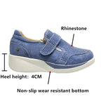 Breathable Woman Sneakers Zipper Platform Trainers Women Casual Lace-Up Fashion Rhinestone Upper Double-Sided Zippers Platform Trainers Outdoor Fitness Espadrilles Walking Shoes Stevvex