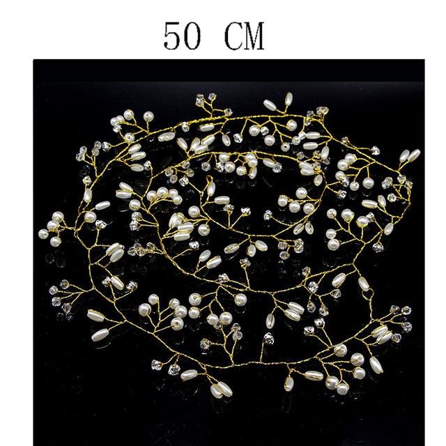Bridal Wedding Crystal Bride Hair Accessories Pearl Flower Headband Handmade Hairband Beads Decoration Hair Comb Gorgeous Hair Accessories For Women Stevvex
