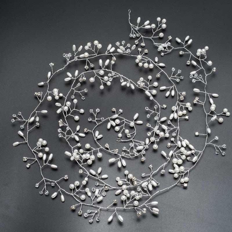 Bridal Wedding Crystal Bride Hair Accessories Pearl Flower Headband Handmade Hairband Beads Decoration Hair Comb Gorgeous Hair Accessories For Women Stevvex
