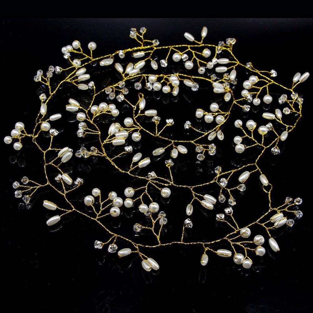 Bridal Wedding Crystal Bride Hair Accessories Pearl Flower Headband Handmade Hairband Beads Decoration Hair Comb Gorgeous Hair Accessories For Women Stevvex