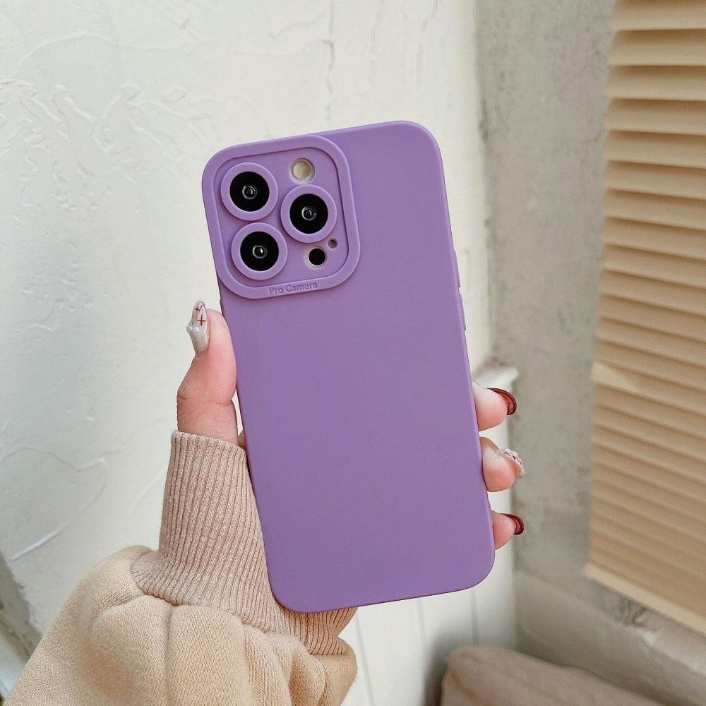 Bright Colors Soft Silicone Phone Case For iPhone 11 Pro Max X XR XS Max 7 8 6S Plus Mini Camera Protection Back Cover Silicone Camera Protection Case Soft Scratch-Resistant Case For Iphone Stevvex