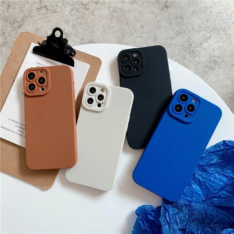 Bright Colors Soft Silicone Phone Case For iPhone 11 Pro Max X XR XS Max 7 8 6S Plus Mini Camera Protection Back Cover Silicone Camera Protection Case Soft Scratch-Resistant Case For Iphone Stevvex