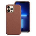 Bright Orange Mobile Phone Case With Coated Leather Case Protective Slim Phone Case Cowhide Genuine Leather Phone Case for iPhone 14 13 Pro Max Luxury Back Cover Stevvex