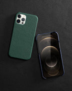 Bright Orange Mobile Phone Case With Coated Leather Case Protective Slim Phone Case Cowhide Genuine Leather Phone Case for iPhone 14 13 Pro Max Luxury Back Cover Stevvex