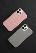 Bright Orange Mobile Phone Case With Coated Leather Case Protective Slim Phone Case Cowhide Genuine Leather Phone Case for iPhone 14 13 Pro Max Luxury Back Cover Stevvex