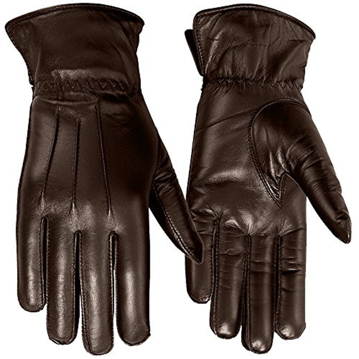 Women's Warm Winter Dress And Work Gloves, Thermal Lining, Genuine Brown Leather - SJB-DIAMOND ELITES
