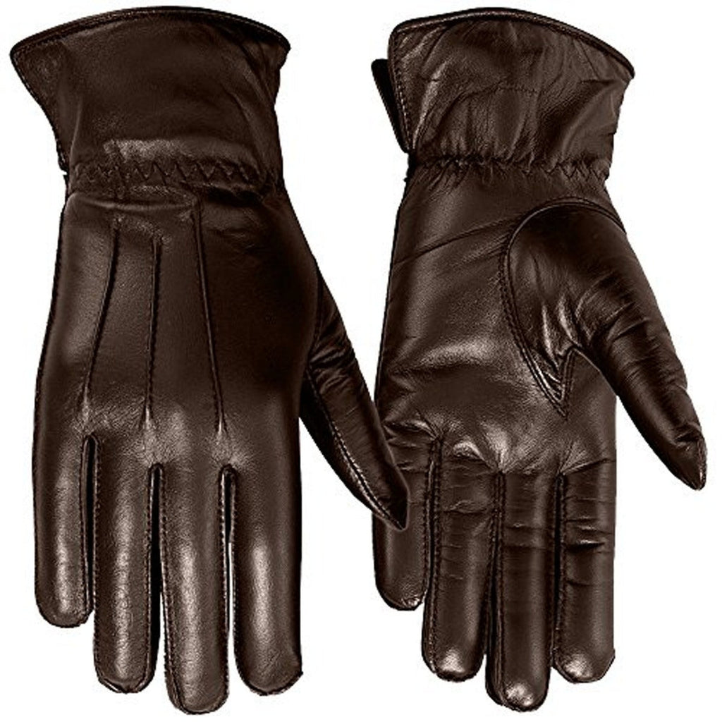 Women's Warm Winter Dress And Work Gloves, Thermal Lining, Genuine Brown Leather - SJB-DIAMOND ELITES