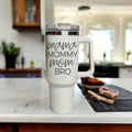 40oz Insulated Travel Mug With Handle Lid Straw - Mommy Bro Stainless Tumbler BandsCo Straps
