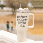 40oz Insulated Travel Mug With Handle Lid Straw - Mommy Bro Stainless Tumbler BandsCo Straps