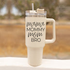 40oz Insulated Travel Mug With Handle Lid Straw - Mommy Bro Stainless Tumbler BandsCo Straps
