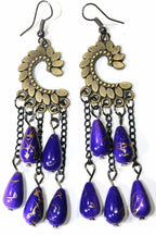Paisley Petal Dangle Earrings With Red Shimmer Beads