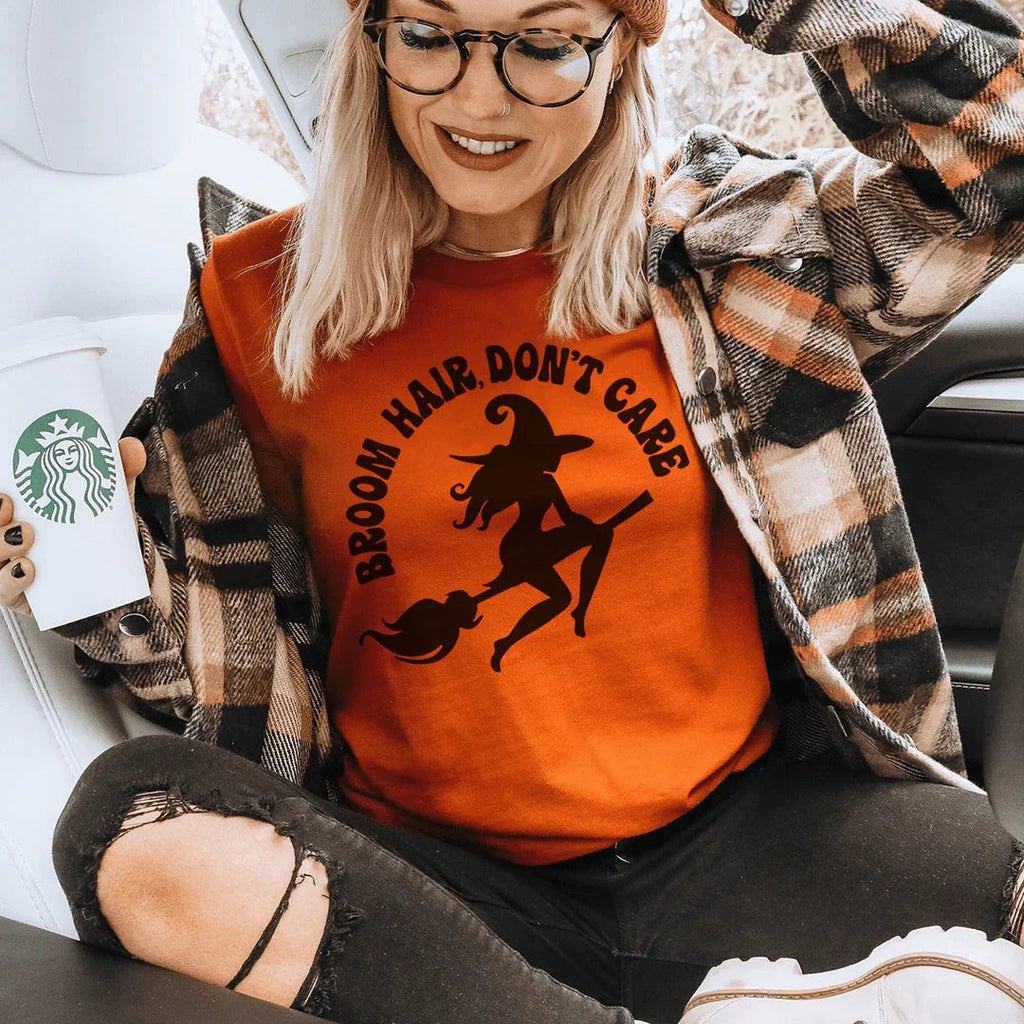 Broom Hair Don't Care Tee Peachy Sunday